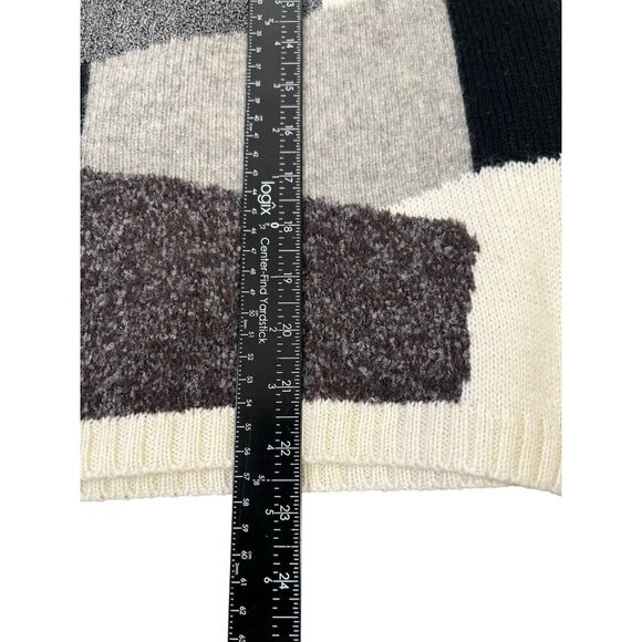 Vtg Sweater Turtleneck Colorblock Abstract Textured Wool Blend Sz S Boxy Preppy - Picture 9 of 9